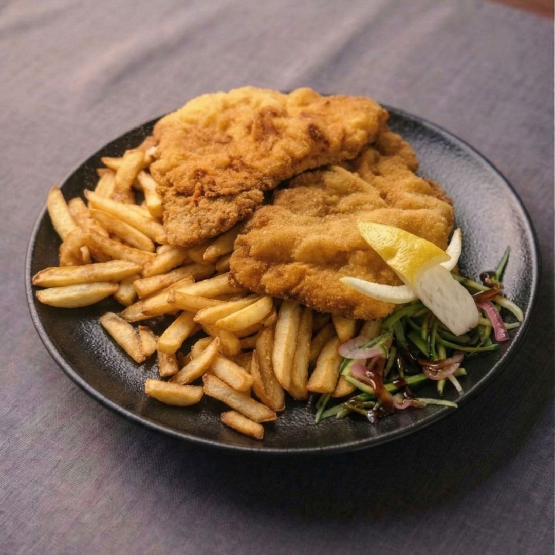 Bécsi szelet hasábburgonyával